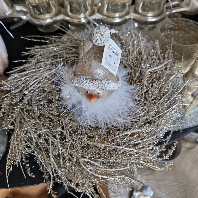 Alinterior Christmas wreath - Silver - glitter - 25 cm