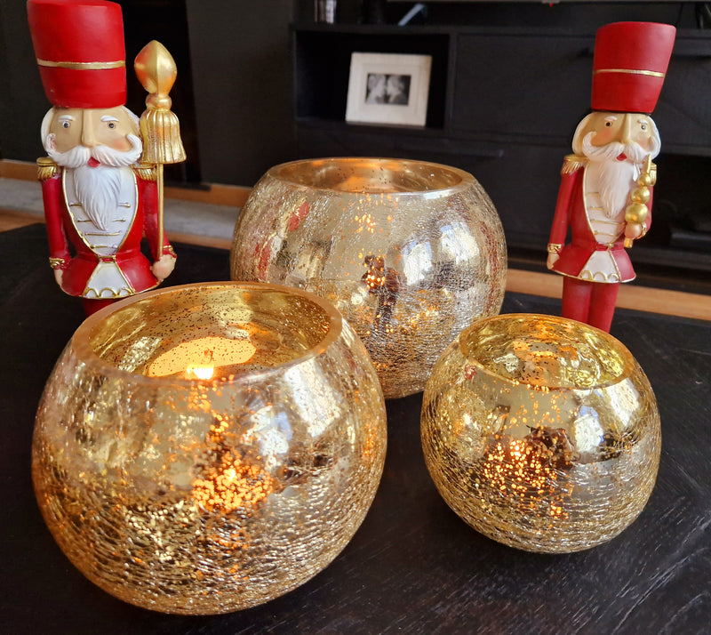 Al interior - Tealight - Lantern - Crackle - Gold color