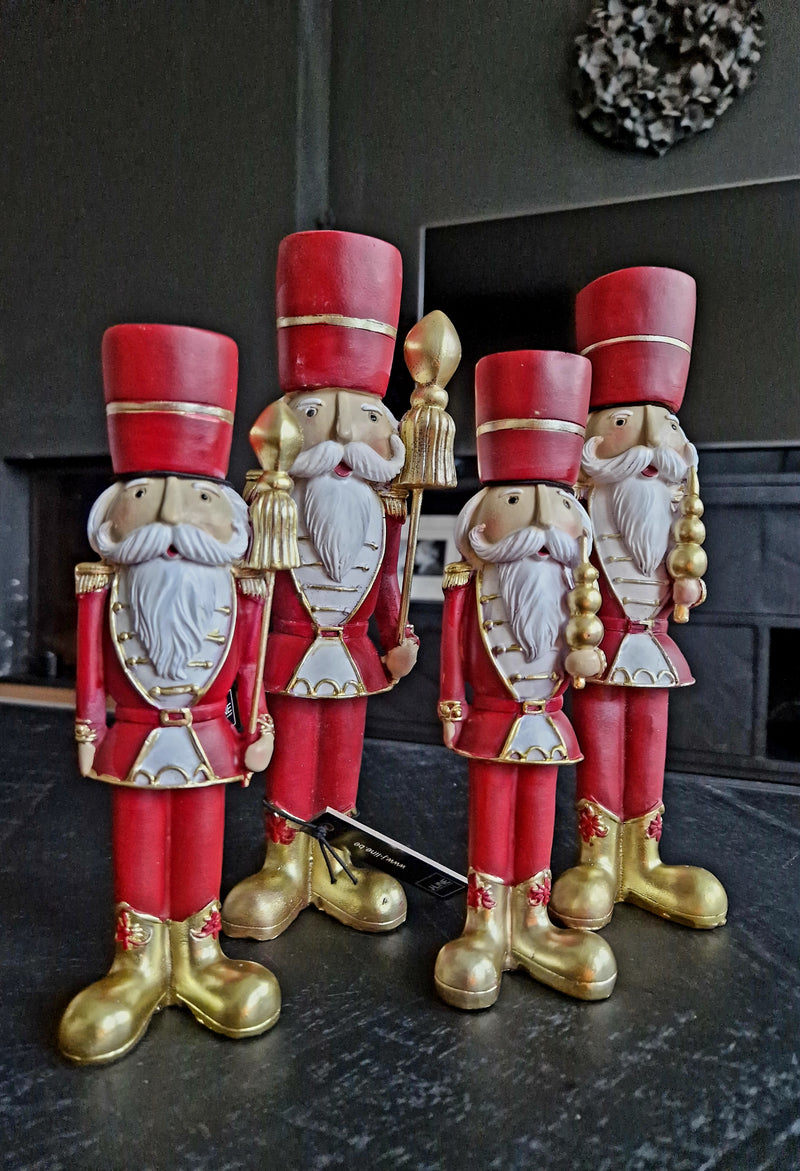 Alinterieur - Weihnachten - Set mit 2 Nussknackern - Rot-Weiß-Gold
