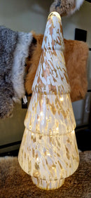 Alinterieur - Kerst - Kerstboom - Blurred White - Glas - Led - Batterijen - 17x17x42