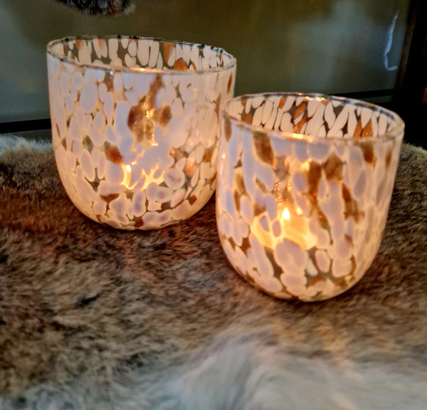Alinterieur - Tea lights / Waxine - Set of 2 tea lights - Blurred white - Glass