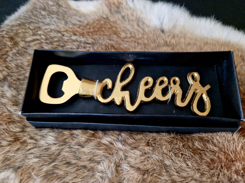 Alinterieur - Flesopener -  CHEERS - Giftbox - Goud - Alluminium