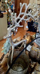 Alinterieur - Kerst - Rendier zilver - Rechtopstaand - Metaal - 20x38x10