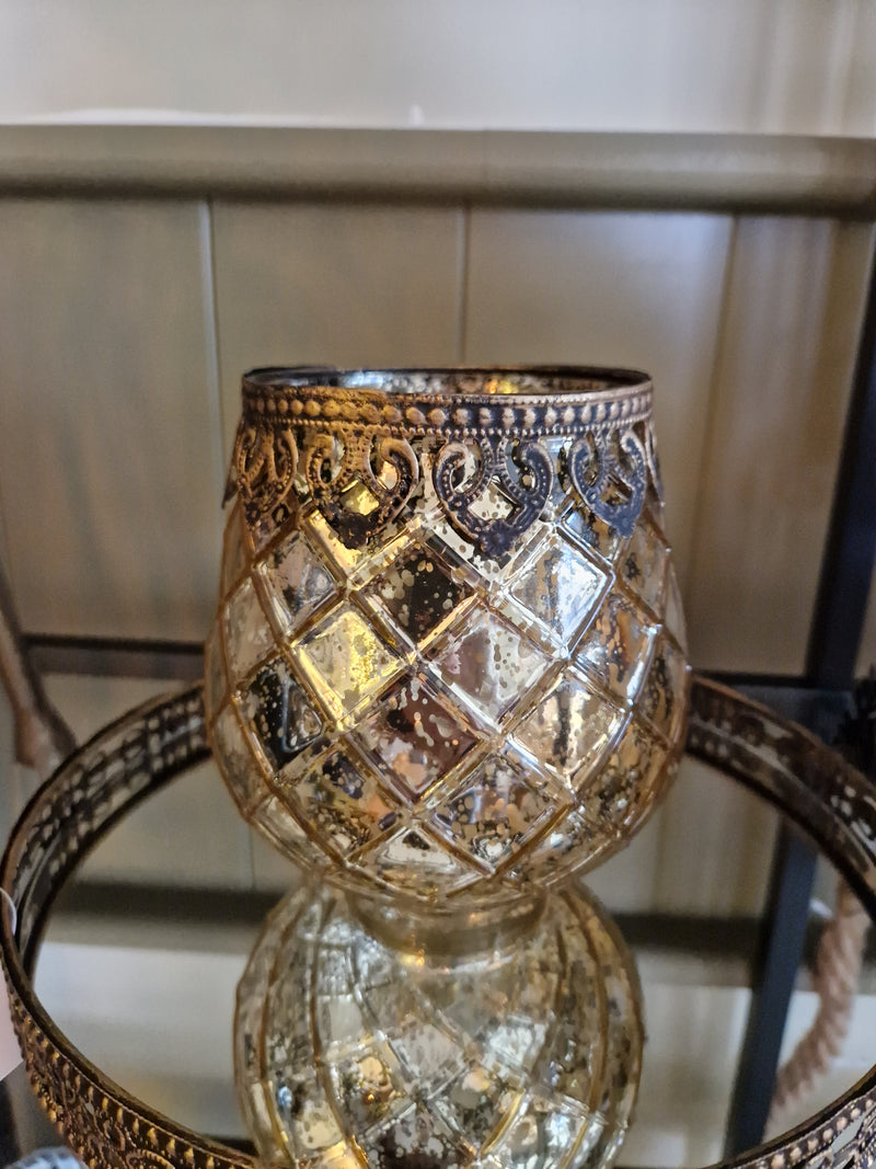 All interior - Christmas - Morocco tea light - gold - Metal edge