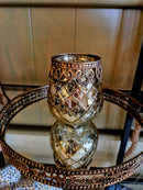 Allinterieur - Kerst - Morocco plateau/schotel/dienblad - glas - goud - Metalen randje  - 25x4x25