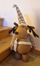 Alinterieur -  Kerstfiguur- rendier/hert -  Uittrekbare Rudolf -  Bruinbeige - 22x17x91