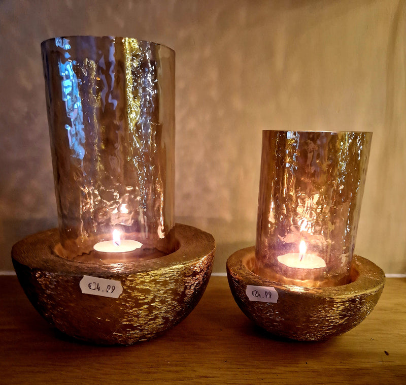 Alinterieur - Kerst - Theelicht/waxinelichtje Arlette - kandelaar - Geborsteld Goud - Glas