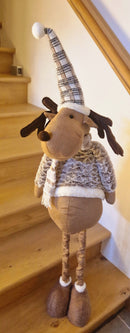Alinterieur -  Kerstfiguur- rendier/hert -  Uittrekbare Rudolf -  Bruinbeige - 22x17x91