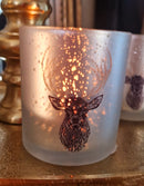 Alinterieur - Theelicht- Windlicht - Hert/rendier met gewei - Goud - 2 formaten