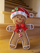 Alinterieur - Kerstfiguur  - Kerst - Cookie - Incl Verlichting - Bruinrood - 22x9x34