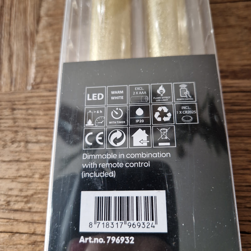 Alinterieur – 2er-Set – LED-RUSTIC-Menükerzen – Batterie