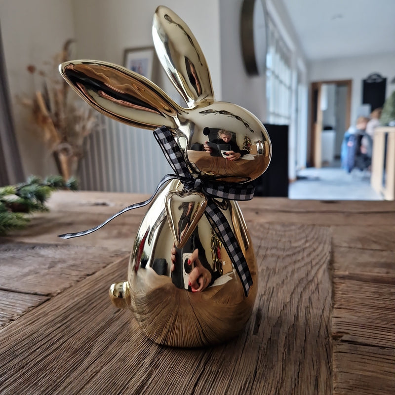 Alinterieur - Pasen - Rechtopstaand konijn - Goud - Gouden hartje