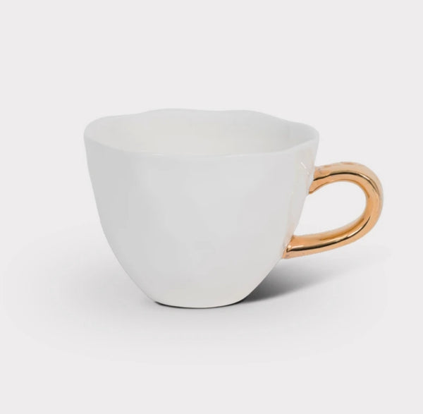 Alinterieur - Küche - Geschirr - Tee-/Kaffeetasse - Weiß - Goldgriff - 2er-Set