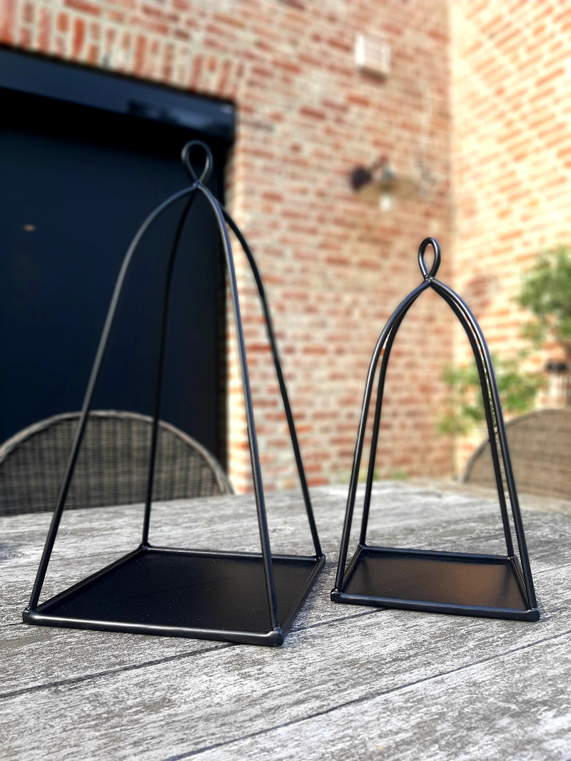 Alinterieur- Set van 2 metalen windlichthouders - Zwart