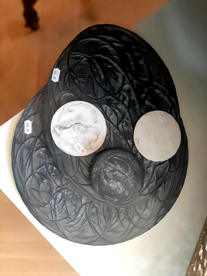Alinterieur - Set of 4 Coasters - Round - Dark Gray - Handmade