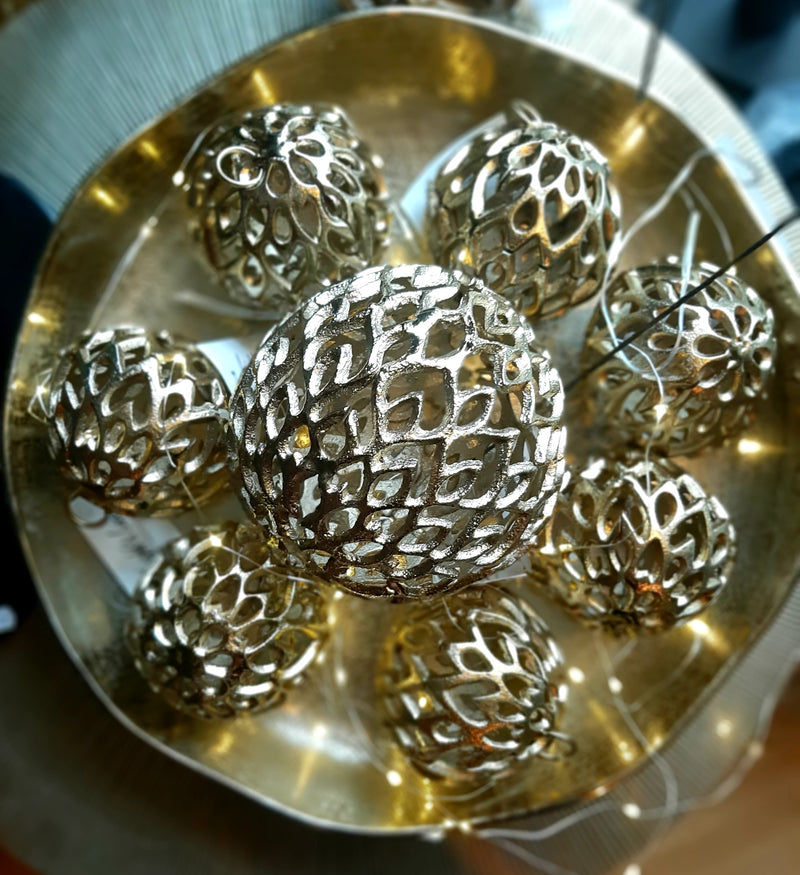 Alinterieur - Christmas ball - Aluminum - Antique gold - d10cm - Narrow