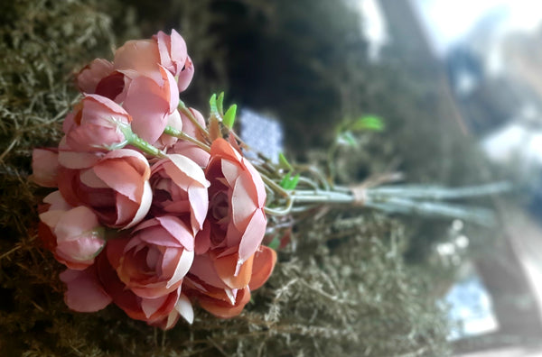 Alinterieur - Artificial flowers - Rose bouquet - Old pink