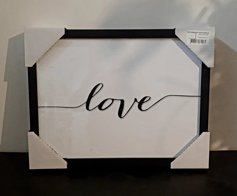 Alinterior - Wall decoration - Painting - Frame - Black and white - LOVE