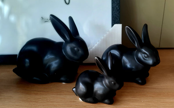 Alinterieur - Set of 3 matte black Easter bunnies/bunny - Lying - Matte Black - Easter - Easter decoration