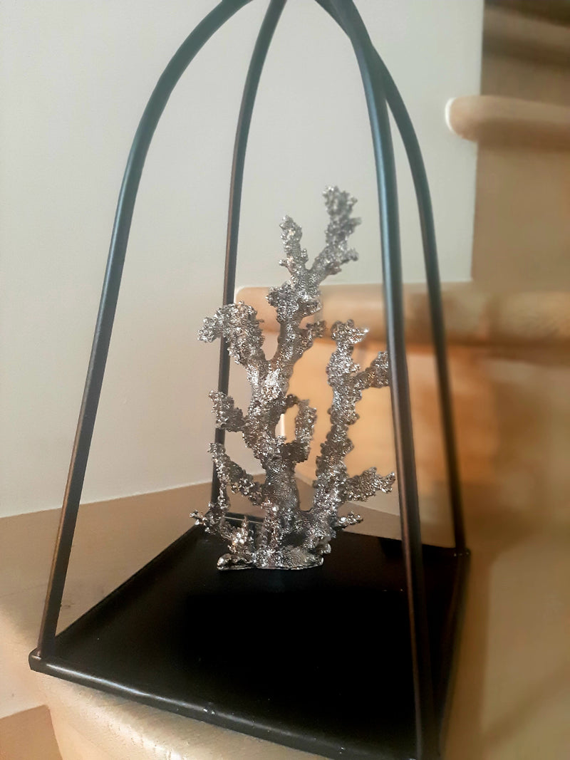 Alinterieur- Koraal Zilver op voet - Ornament