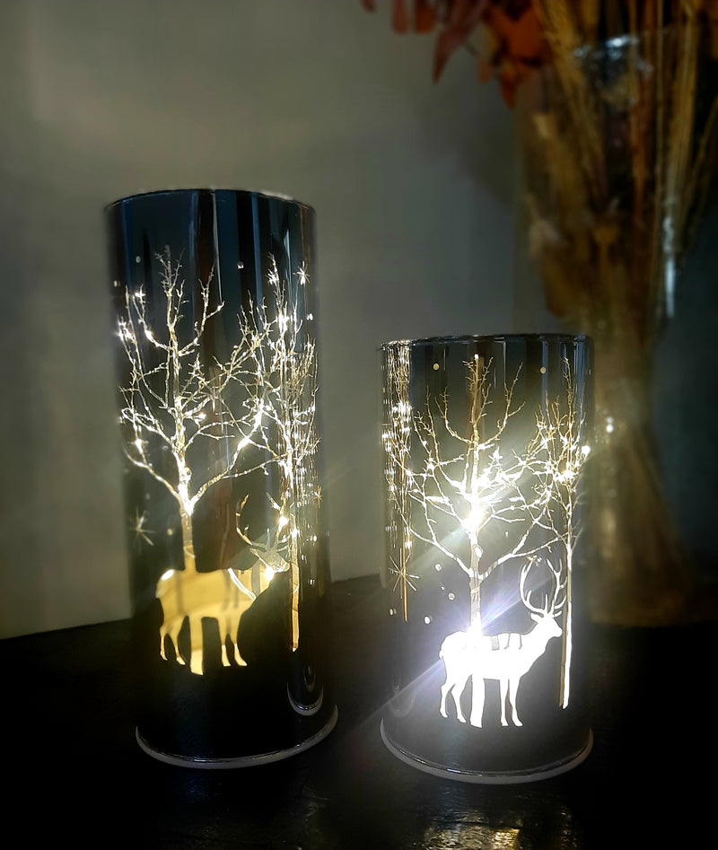 Al interior - Light glass with LED - Lighting deer - Batteries