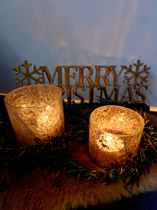Alinterior -Weihnachten - Teelicht - Matteffekt - GoldGrau