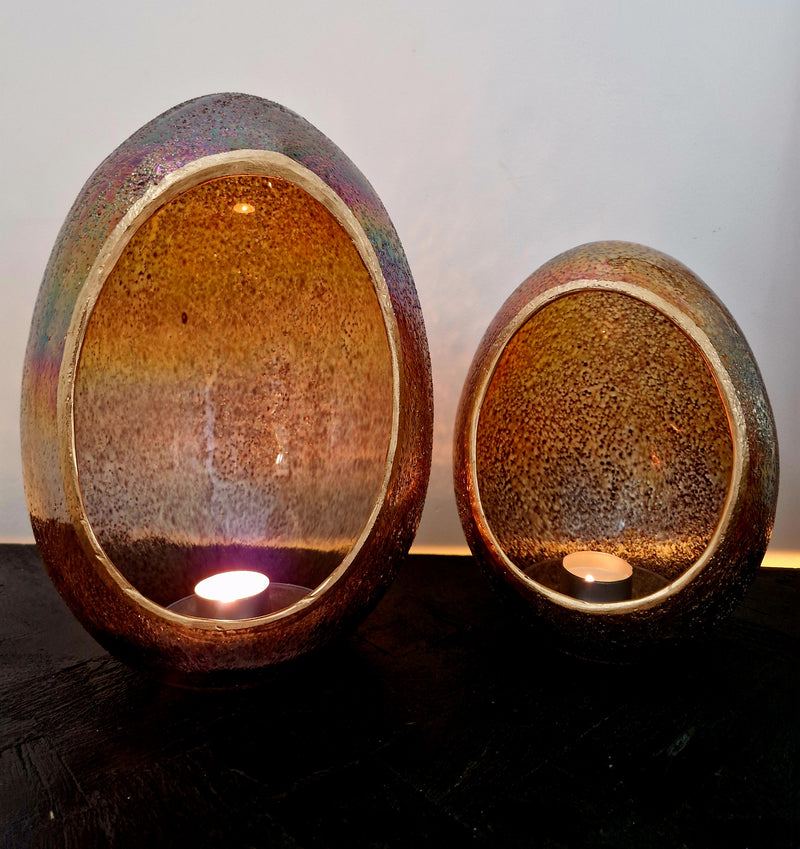 Alinterieur - Glazen glanzend gouden ei - Ruw