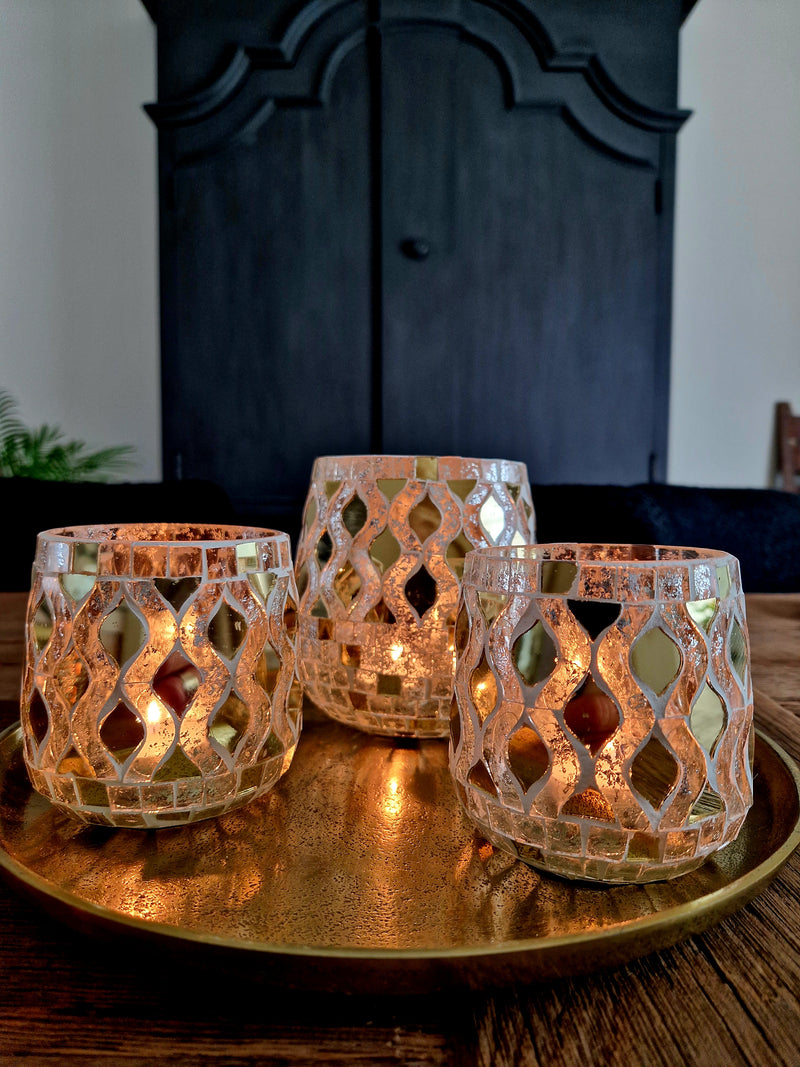 Alinterior - Tealight - Mosaic - Glass gold