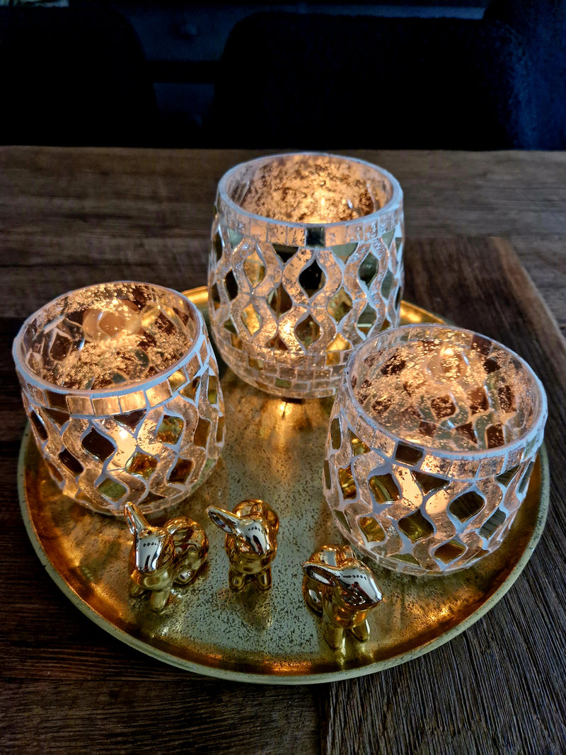 Alinterior - Teelicht - Mosaik - Glas Gold