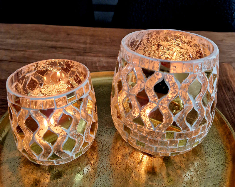 Alinterior - Tealight - Mosaic - Glass gold